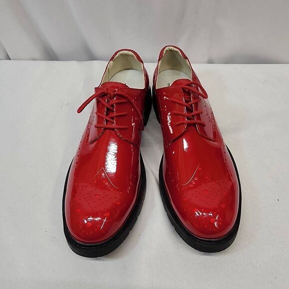 Threston Mens 12 Red Fashion Golf Shoes Outdoor Leather Formal Spiked Golfing main image 9